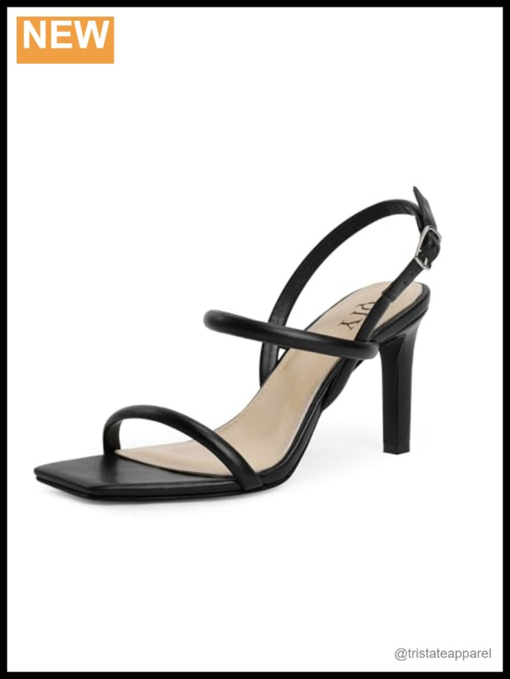 Womens Strappy Heeled Sandals Square Open Toe Ankle Strap Faux Leather High